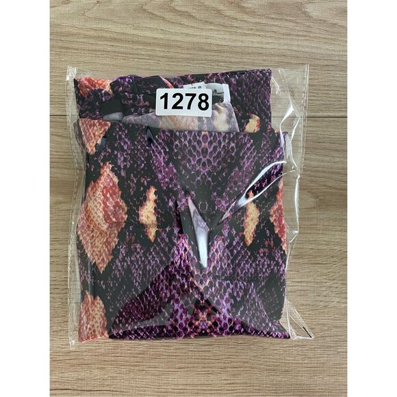 Calvin Klein Womens Sleeveless Cowl Neck Top Snake Print L‎ Purple Orange Work - Picture 8 of 8